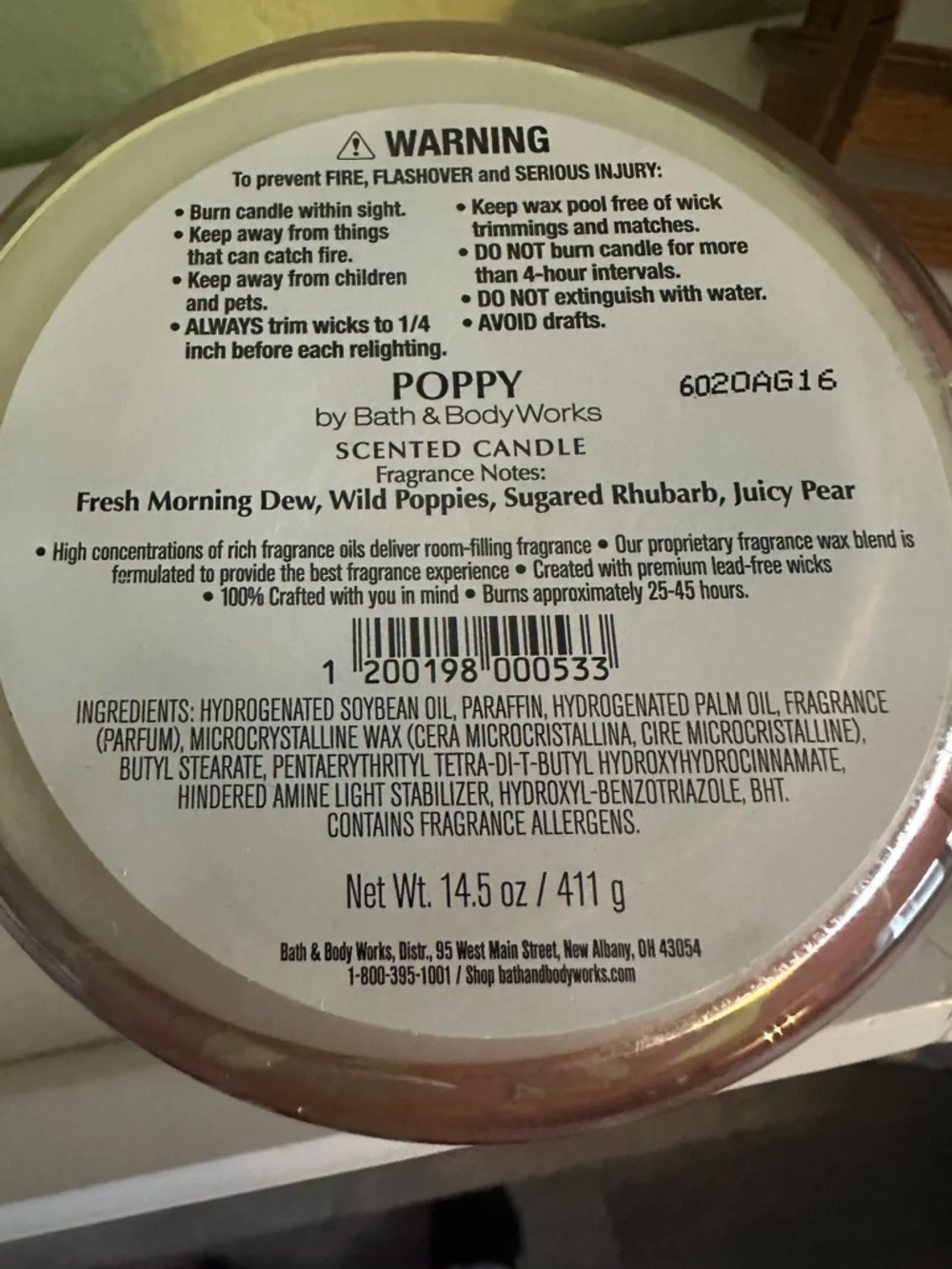 Bath & Body Works Poppy 3-Wick Candle Pair - Red and Pink Floral - Picture 7 of 7